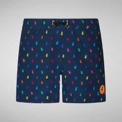 Costumi Da Bagno^Save The Duck Costume Da Bagno Bambino Getu Stampa Anatre Arcobaleno Su Fondo Navy Blu