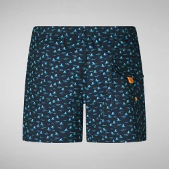 Costumi Da Bagno^Save The Duck Costume Da Bagno Bambino Getu Stampa Pinna Di Squalo Su Fondo Blu Navy