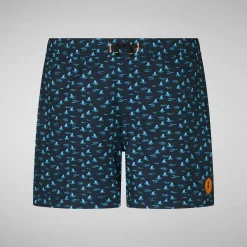 Costumi Da Bagno^Save The Duck Costume Da Bagno Bambino Getu Stampa Pinna Di Squalo Su Fondo Blu Navy