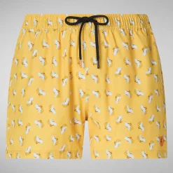 Costumi Da Bagno^Save The Duck Costume Da Bagno Uomo Ademir Stampa Sdraio Su Fondo Giallo