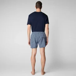 Costumi Da Bagno^Save The Duck Costume Da Bagno Uomo Ademir Stampa Lisca Di Pesce Su Fondo Blu Navy