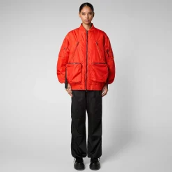Giacche^Save The Duck Giacca Bomber Unisex Ciara Rosso Papavero