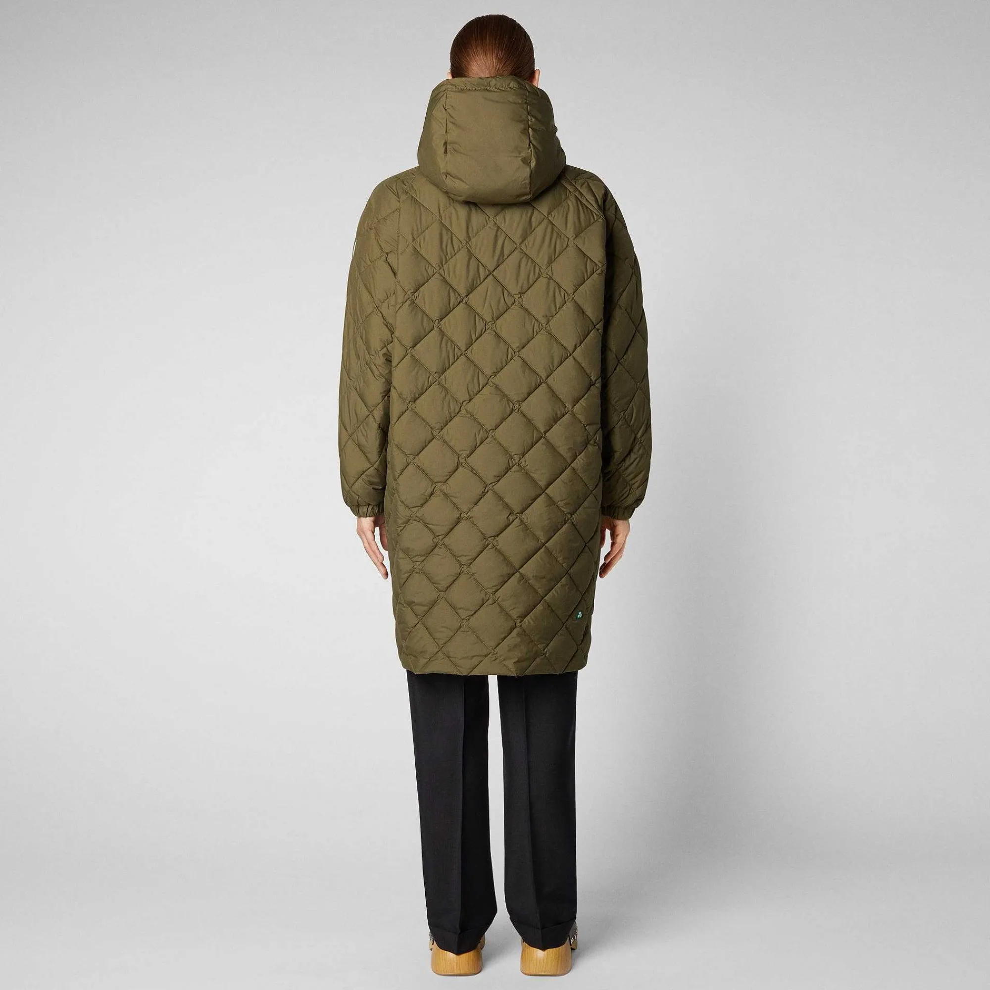 Giacche^Save The Duck Giacca Lunga Con Cappuccio Donna Valerian Verde Foresta