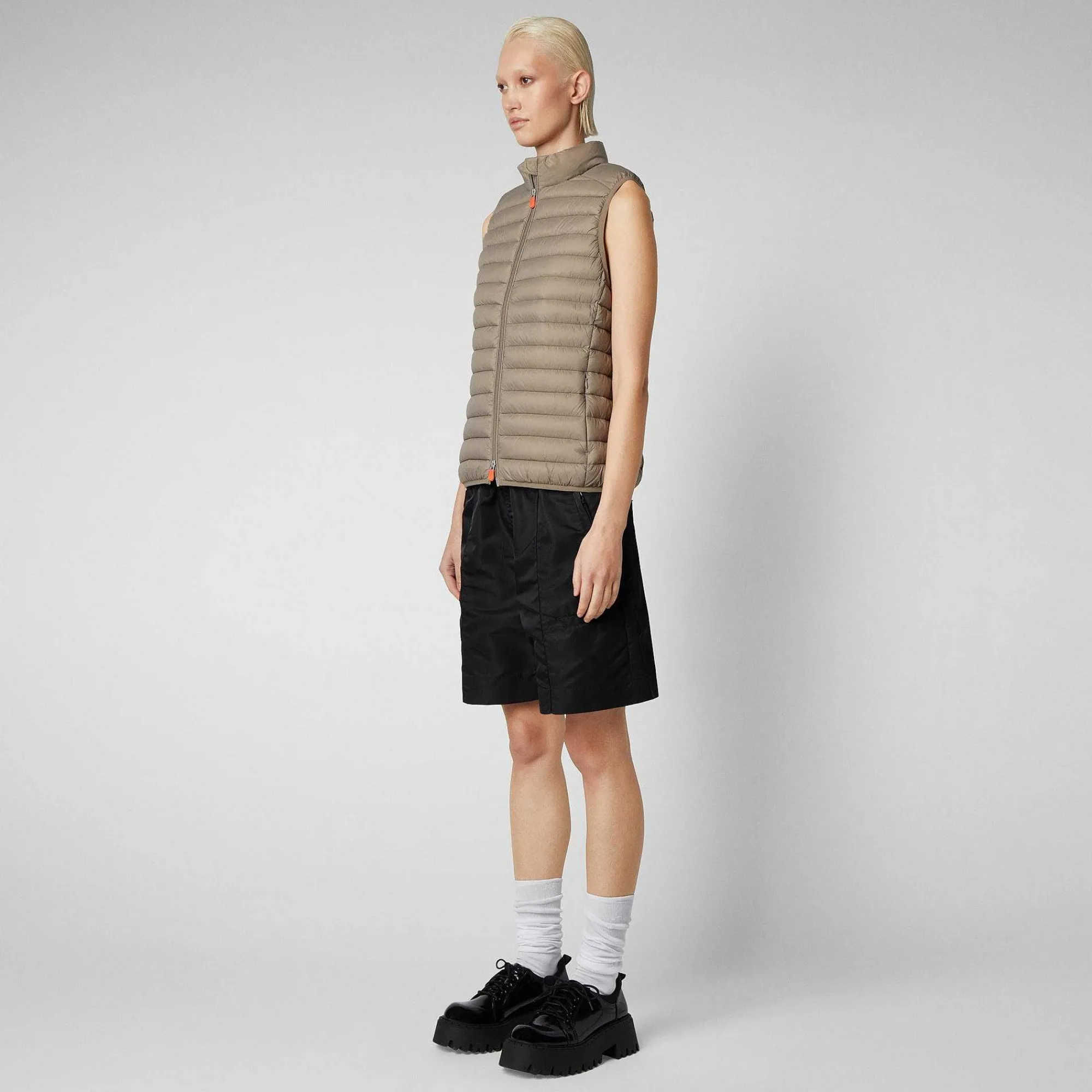 Gilets^Save The Duck Gilet Imbottito Donna Charlotte Grigio Elefante