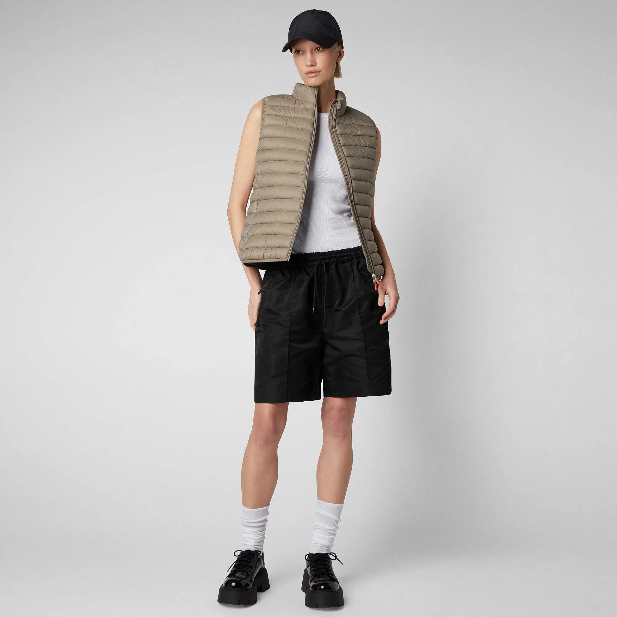 Gilets^Save The Duck Gilet Imbottito Donna Charlotte Grigio Elefante