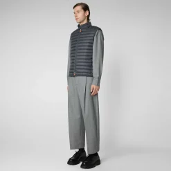 Gilets^Save The Duck Gilet Imbottito Uomo Adam Grigio Tempesta