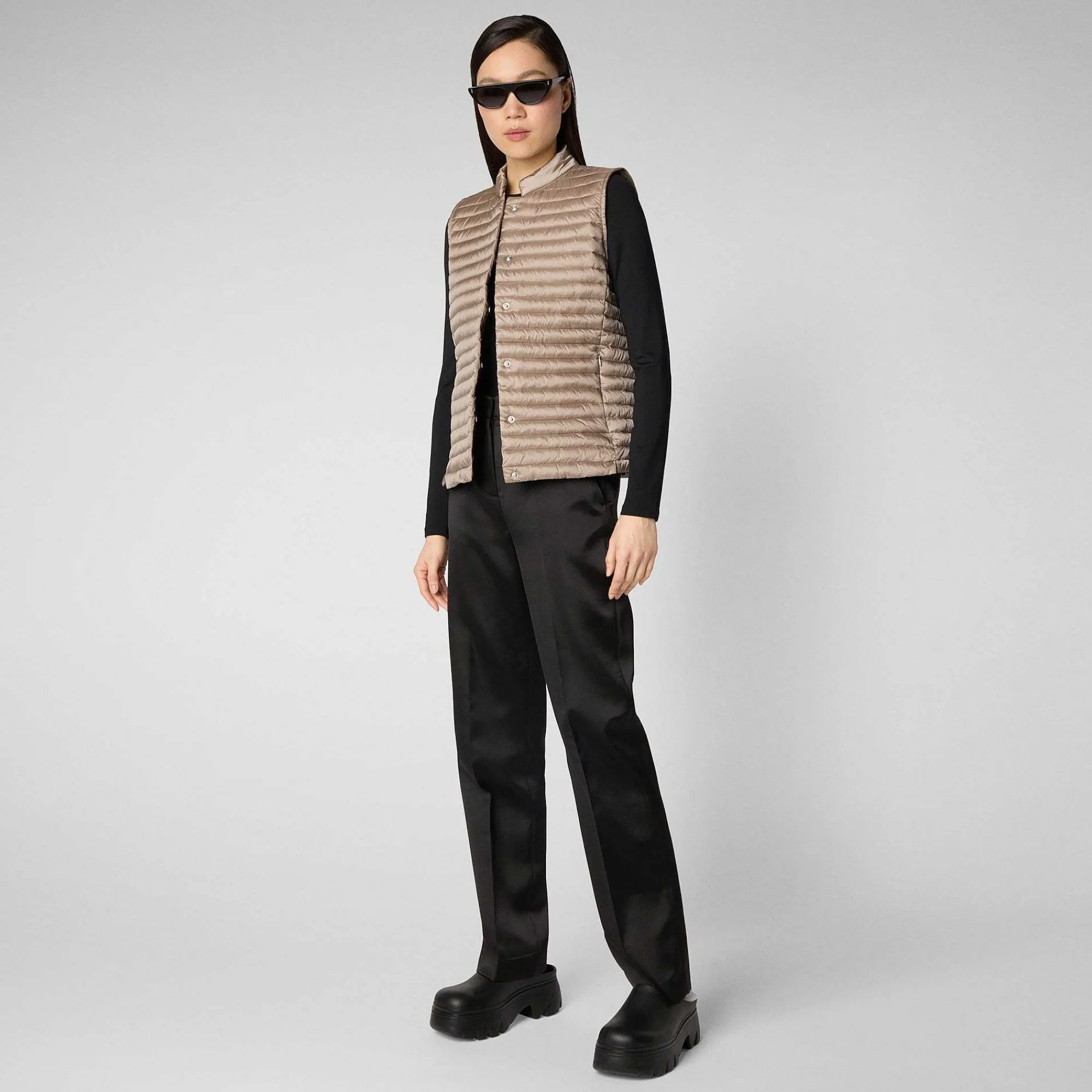 Gilets^Save The Duck Gilet Trapuntato Donna Aria Grigio Perla