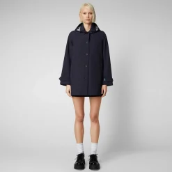 Impermeabili^Save The Duck Impermeabile Donna April Blu Nero