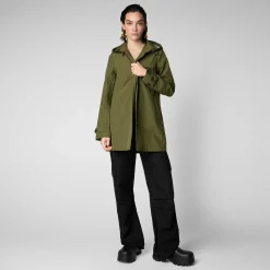 Impermeabili^Save The Duck Impermeabile Donna April Verde Oliva