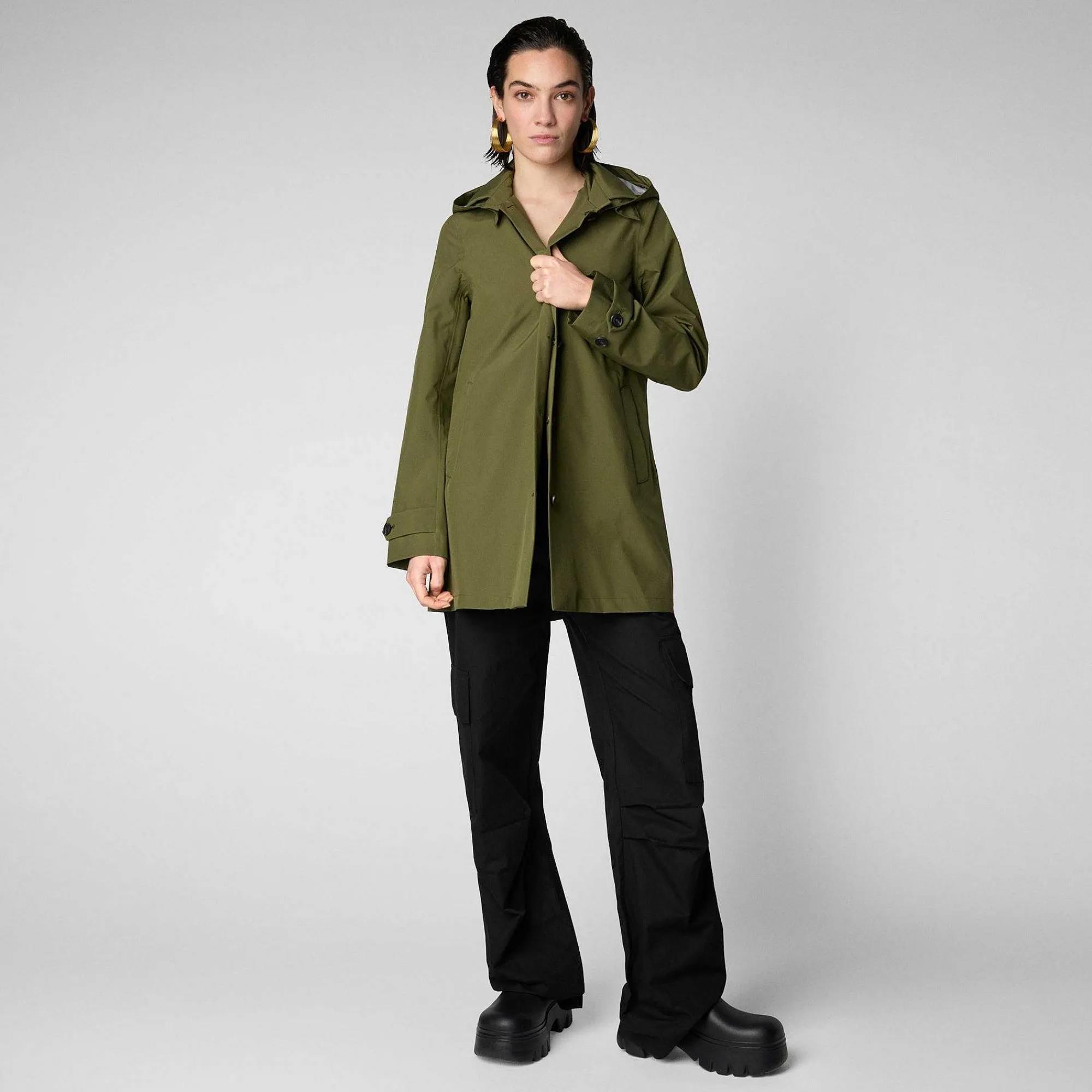 Impermeabili^Save The Duck Impermeabile Donna April Verde Oliva