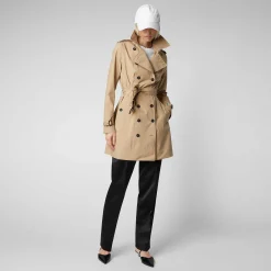 Impermeabili^Save The Duck Impermeabile Donna Audrey Beige Scuro