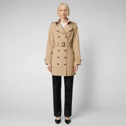 Impermeabili^Save The Duck Impermeabile Donna Audrey Beige Scuro