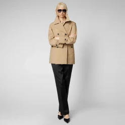Impermeabili^Save The Duck Impermeabile Donna Sofi Beige Scuro