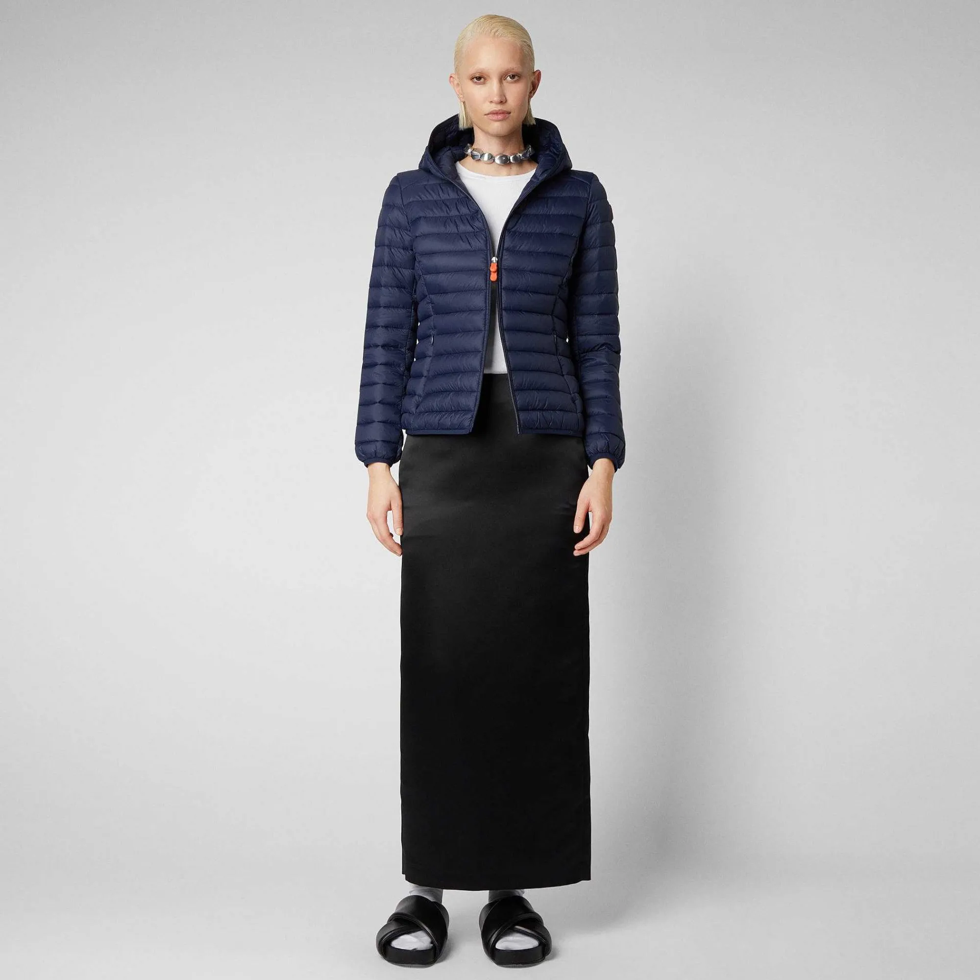 Piumini Animal-Free^Save The Duck Piumino Animal Free Con Cappuccio Donna Daisy Blu Navy