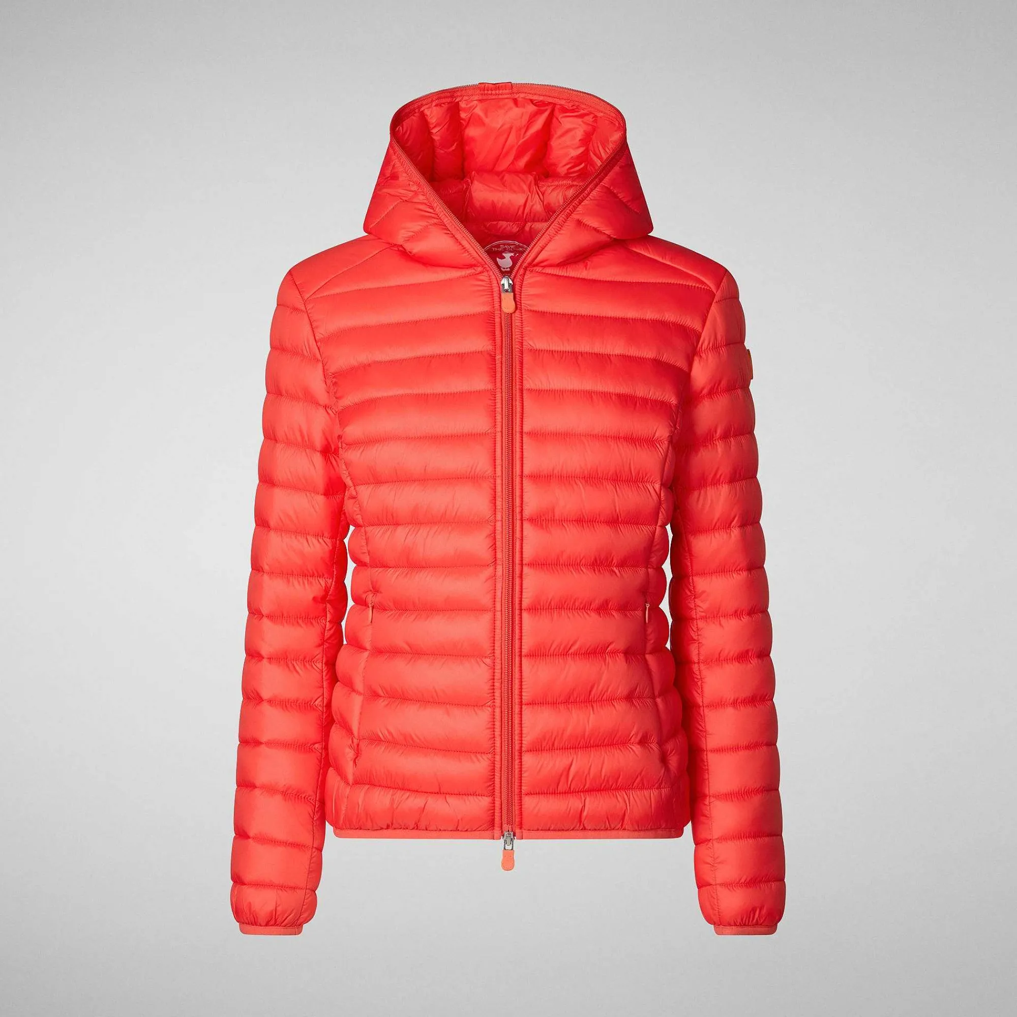 Piumini Animal-Free^Save The Duck Piumino Animal Free Con Cappuccio Donna Daisy Rosso Acceso
