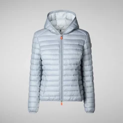 Piumini Animal-Free^Save The Duck Piumino Animal Free Con Cappuccio Donna Daisy Grigio Ardesia Chiaro