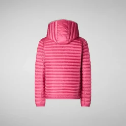 Piumini Animal-Free^Save The Duck Piumino Animal Free Con Cappuccio Bambina Rosy Rosa Scuro