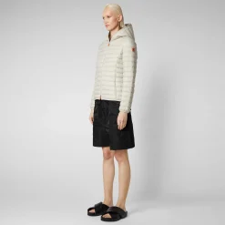 Piumini Animal-Free^Save The Duck Piumino Animal Free Con Cappuccio Donna Daisy Beige Chiaro