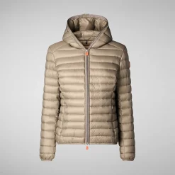 Piumini Animal-Free^Save The Duck Piumino Animal Free Con Cappuccio Donna Daisy Grigio Elefante