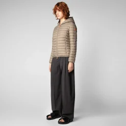 Piumini Animal-Free^Save The Duck Piumino Animal Free Con Cappuccio Donna Daisy Grigio Elefante