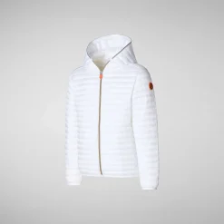 Piumini Animal-Free^Save The Duck Piumino Animal Free Con Cappuccio Bambina Rosy Bianco