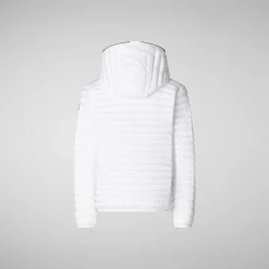 Piumini Animal-Free^Save The Duck Piumino Animal Free Con Cappuccio Bambina Rosy Bianco