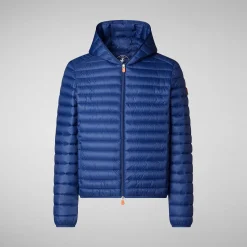 Piumini Animal-Free^Save The Duck Piumino Animal Free Con Cappuccio Uomo Donald Blu Elettrico