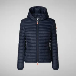 Piumini Animal-Free^Save The Duck Piumino Animal Free Con Cappuccio Donna Daisy Blu Nero