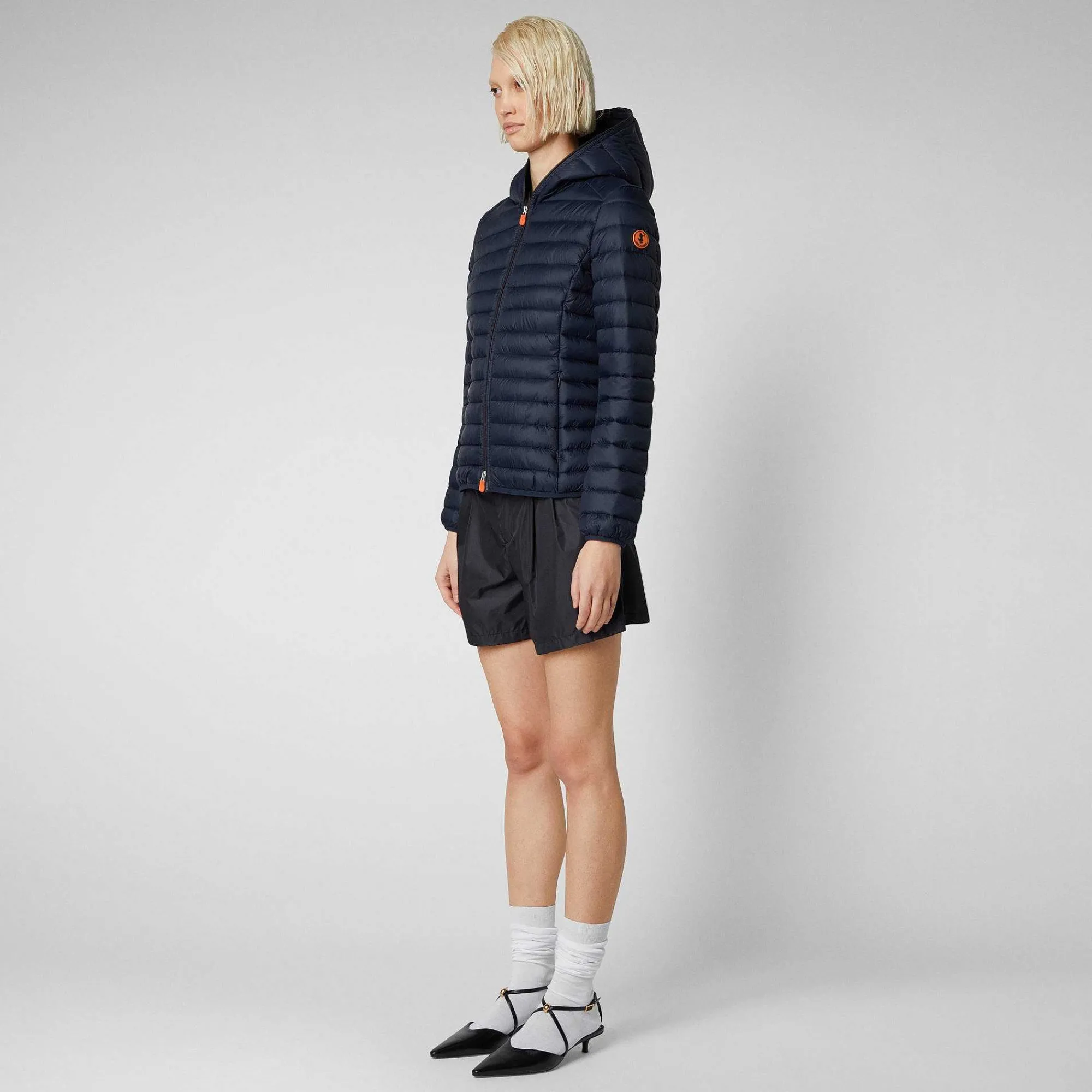 Piumini Animal-Free^Save The Duck Piumino Animal Free Con Cappuccio Donna Daisy Blu Nero