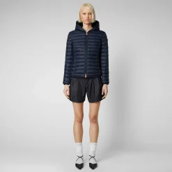 Piumini Animal-Free^Save The Duck Piumino Animal Free Con Cappuccio Donna Daisy Blu Nero