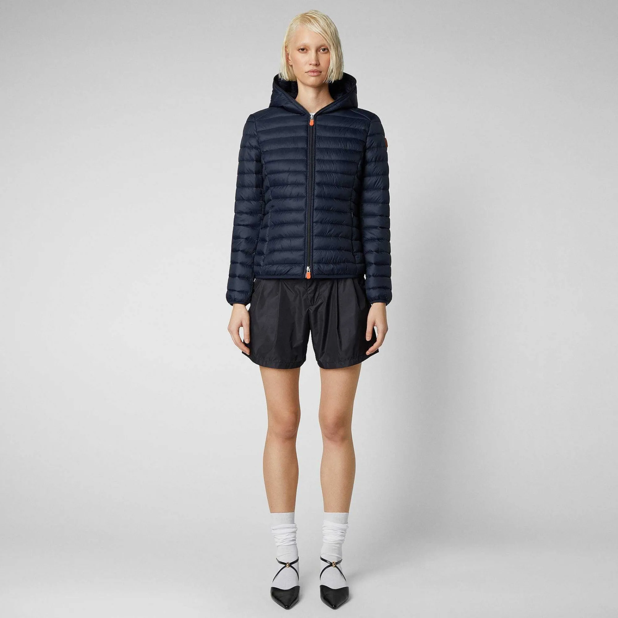 Piumini Animal-Free^Save The Duck Piumino Animal Free Con Cappuccio Donna Daisy Blu Nero