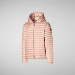 Piumini Animal-Free^Save The Duck Piumino Animal Free Con Cappuccio Bambina Rosy Rosa Cipria