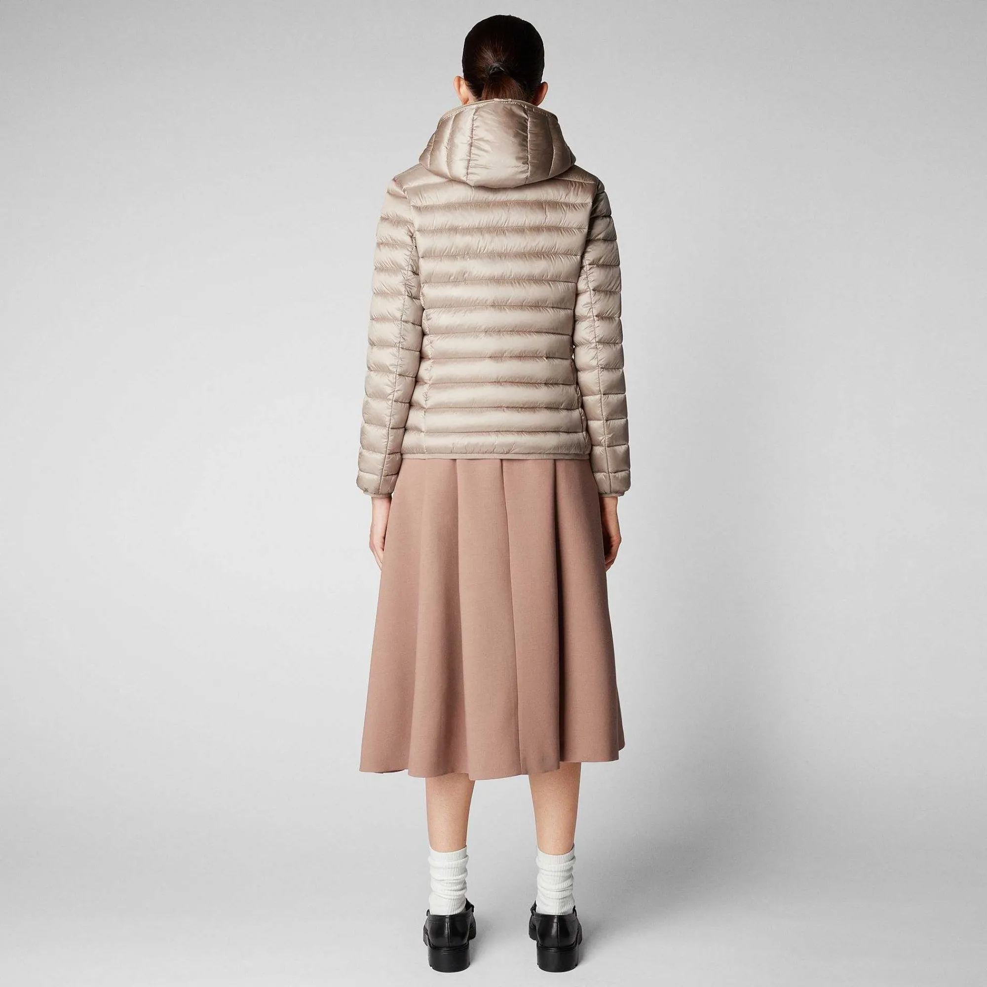 Piumini Animal-Free^Save The Duck Piumino Animal Free Con Cappuccio Donna Alexis Grigio Perla