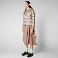 Piumini Animal-Free^Save The Duck Piumino Animal Free Con Cappuccio Donna Alexis Grigio Perla