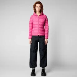Piumini Animal-Free^Save The Duck Piumino Animal Free Con Cappuccio Donna Daisy Rosa Scuro