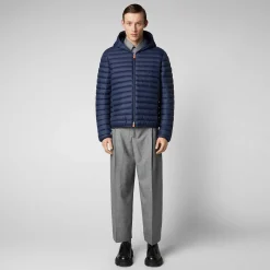 Piumini Animal-Free^Save The Duck Piumino Animal Free Con Cappuccio Uomo Donald Blu Navy