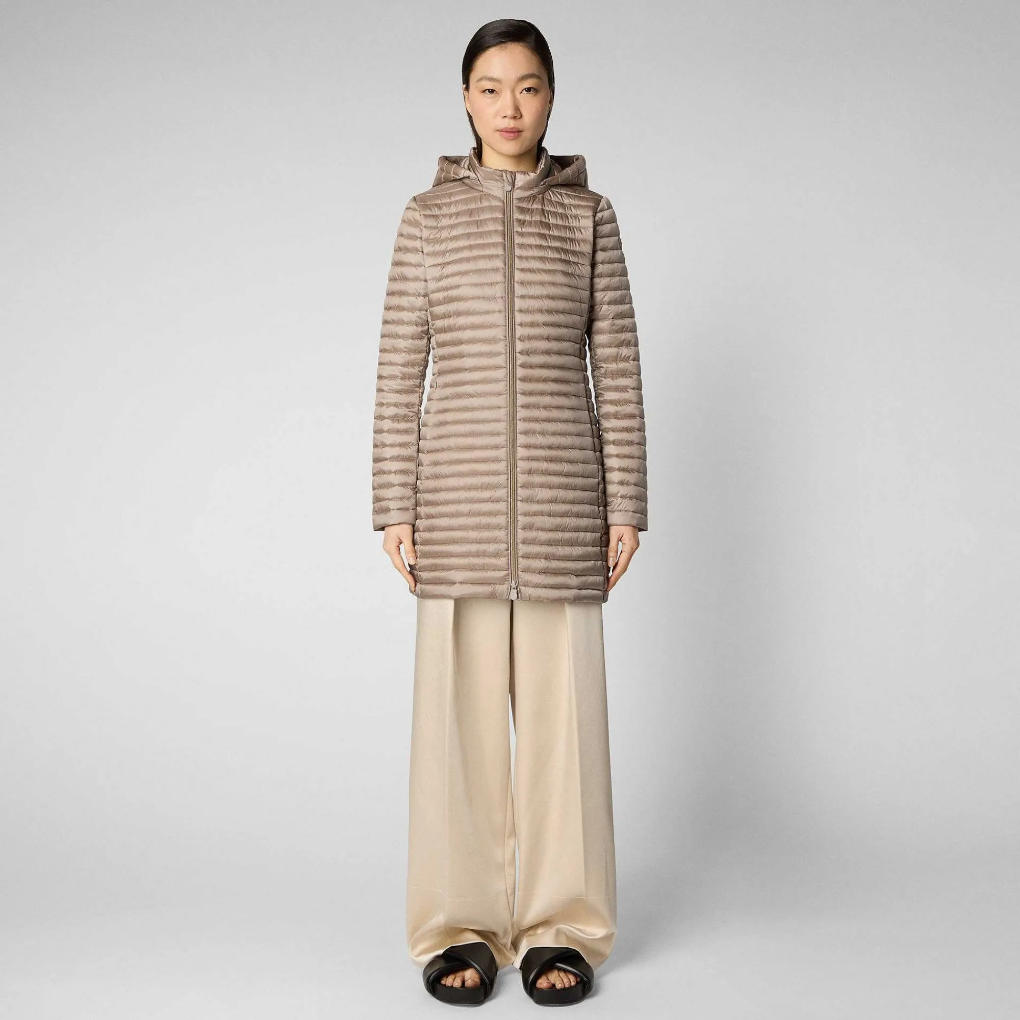Piumini Animal-Free^Save The Duck Piumino Animal Free Donna Megs Grigio Perla