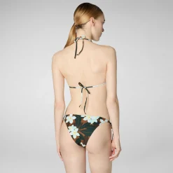Costumi Da Bagno^Save The Duck Slip Bikini Regolabile Donna Wiria Stampa Frangipane Su Fondo Marrone