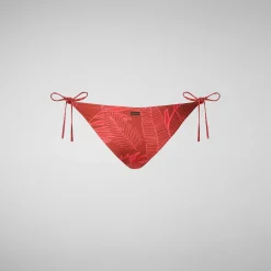 Costumi Da Bagno^Save The Duck Slip Bikini Regolabile Donna Wiria Stampa Palme Su Fondo Rosso