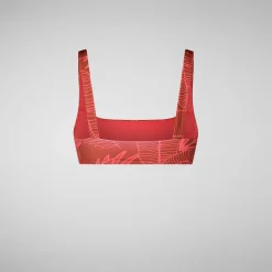 Costumi Da Bagno^Save The Duck Top Bikini Donna Uliana Stampa Palme Su Fondo Rosso