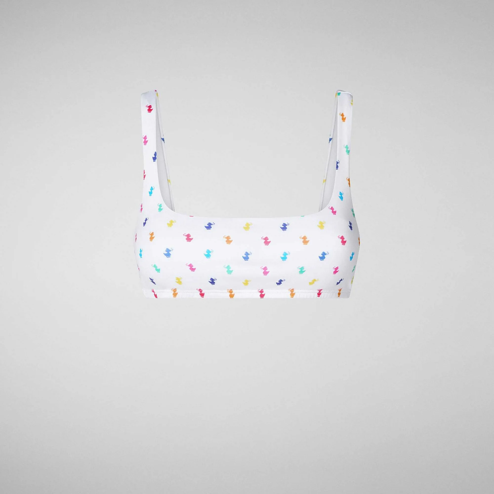 Costumi Da Bagno^Save The Duck Top Bikini Donna Uliana Stampa Rainbow Ducks Su Fondo Bianco