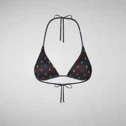 Costumi Da Bagno^Save The Duck Top Bikini Triangolo Donna Xara Stampa Rainbow Ducks Su Fondo Nero